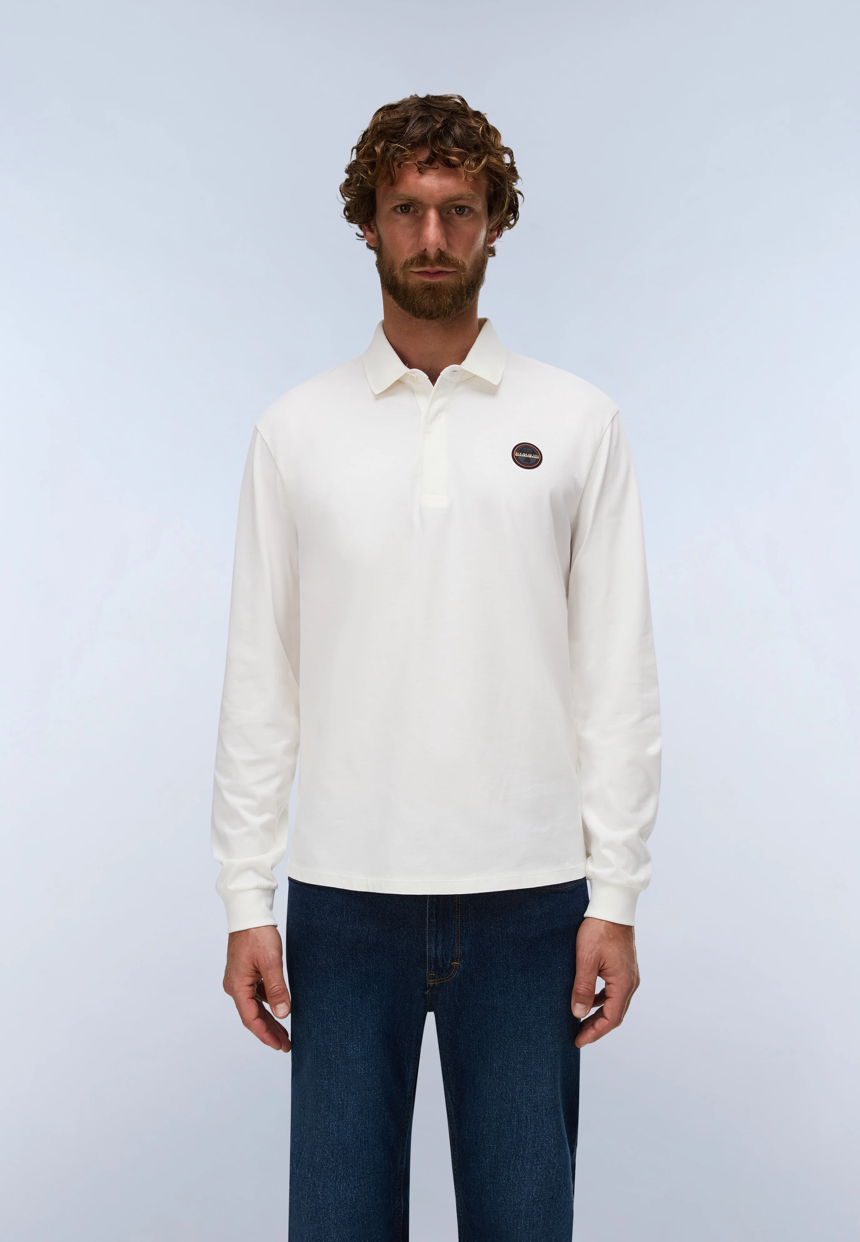 Badge Jersey Long Sleeve Polo Shirt - Image 3