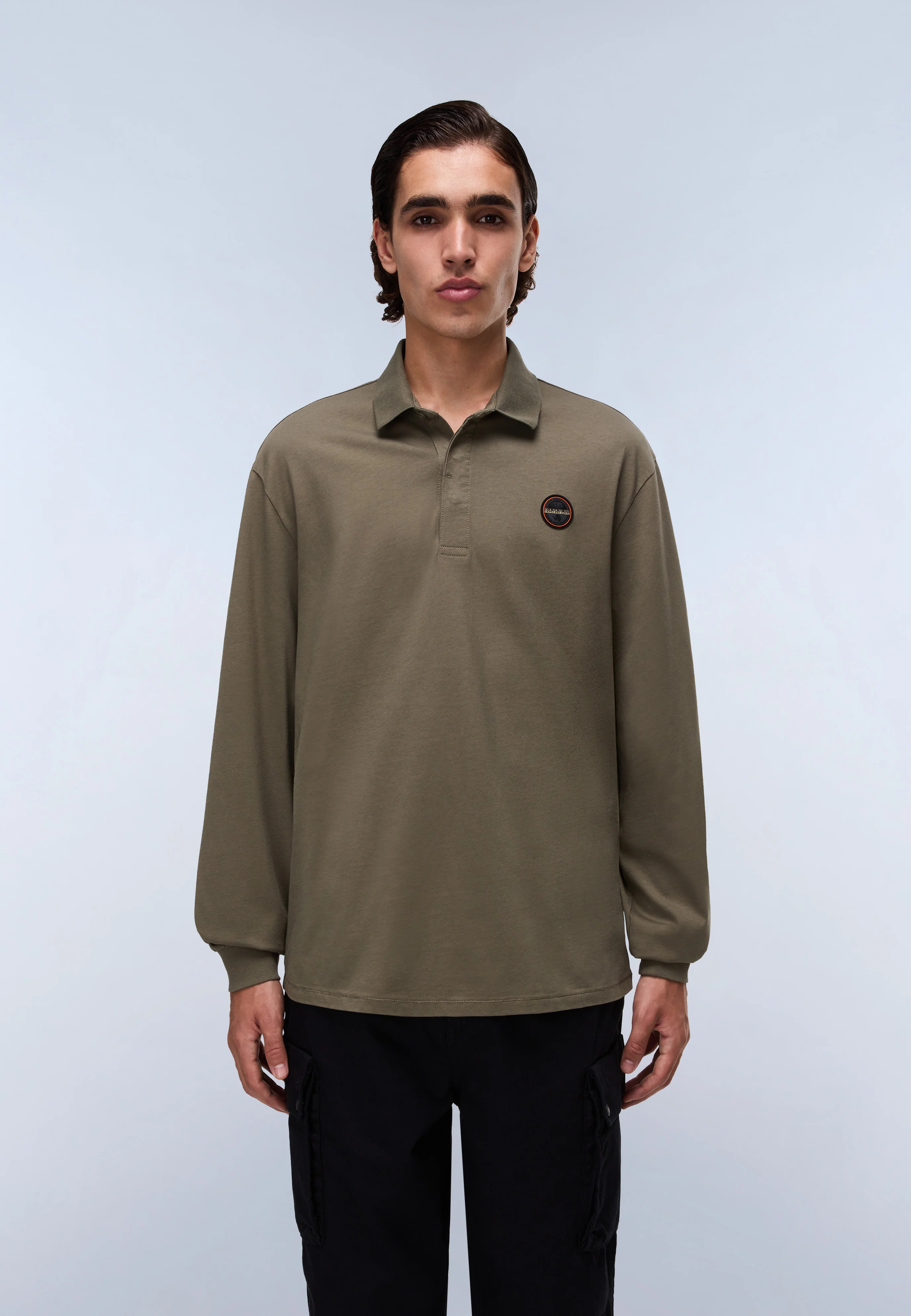 Badge Jersey Long Sleeve Polo Shirt - Image 3