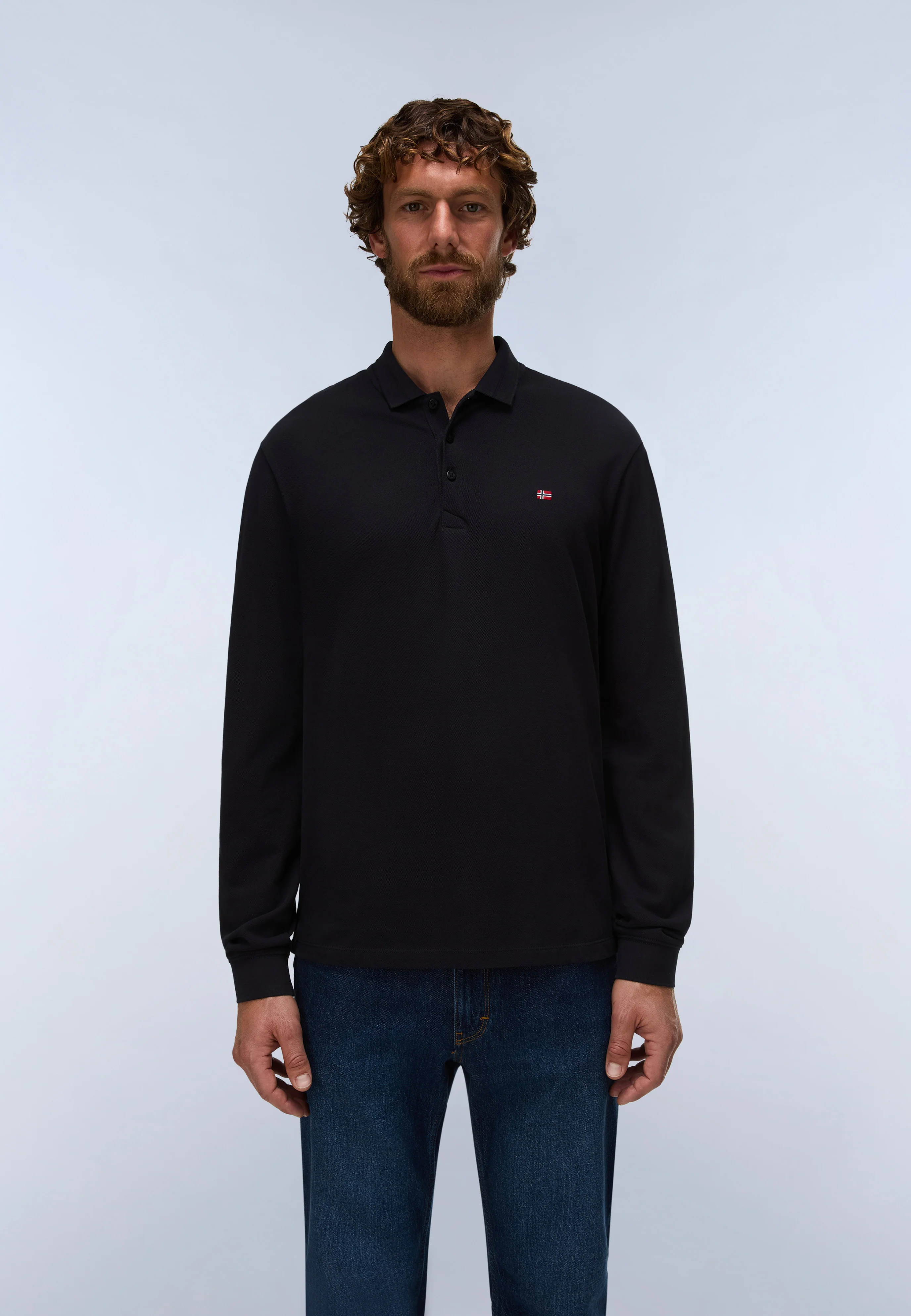 Ealis Piqué Long Sleeve Polo Shirt - Image 3